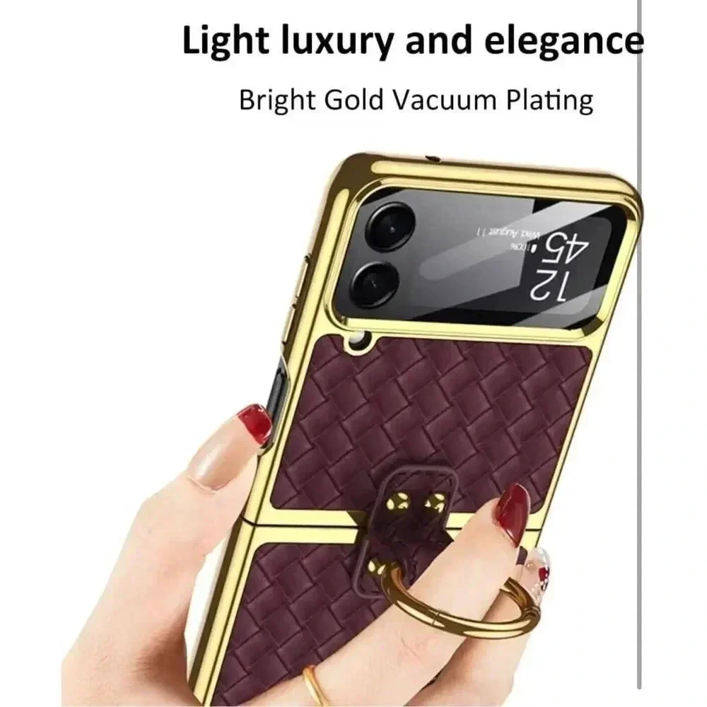 SHIELD Case‎ For Samsung Galaxy Z Flip 4 Weave Fabric Business Style Cool Black
